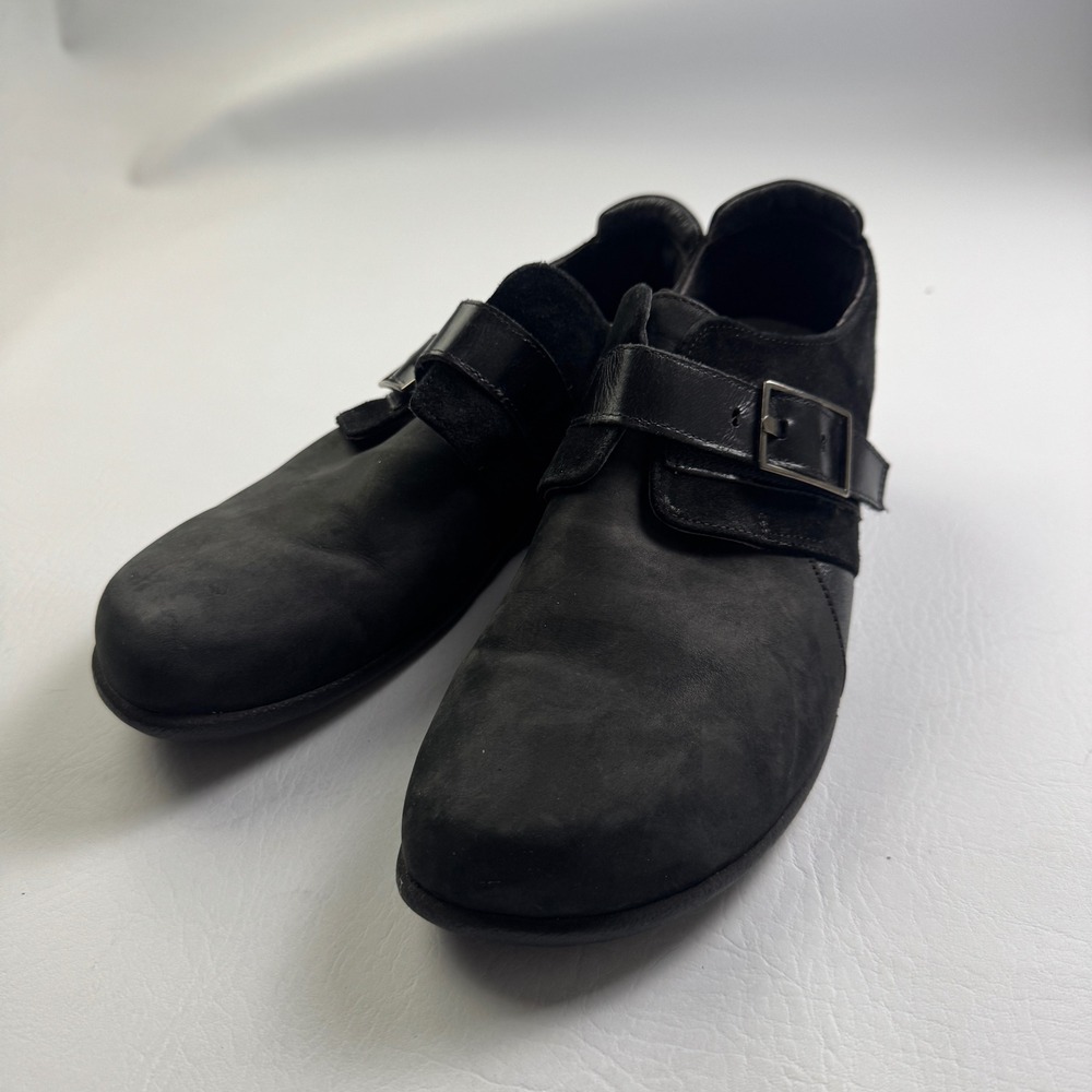 Naot Monk Strap Loafers Leather Suede Buckle Comfort Shoes Womens Black 42 L11